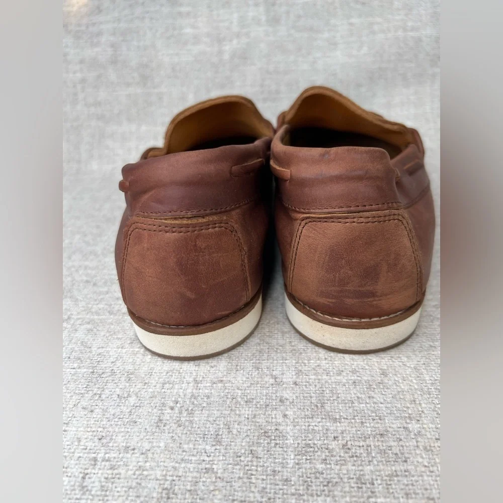 Austen Heller men’s size 8 slip on brown‎ leather kiltie tassel loafers preppy